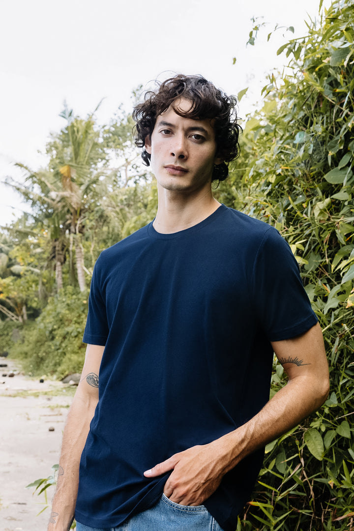 Cotton Crew T-shirt in Navy