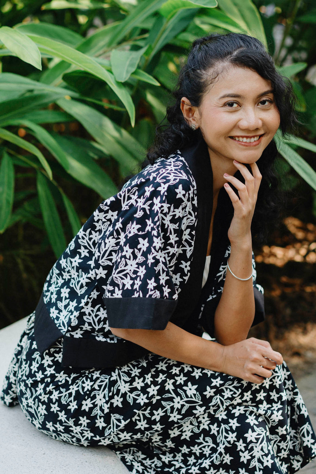 Batik Crop Jacket In Jasmin Ebony