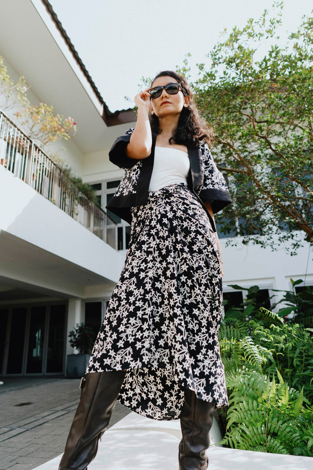 Batik Crop Jacket In Jasmin Ebony