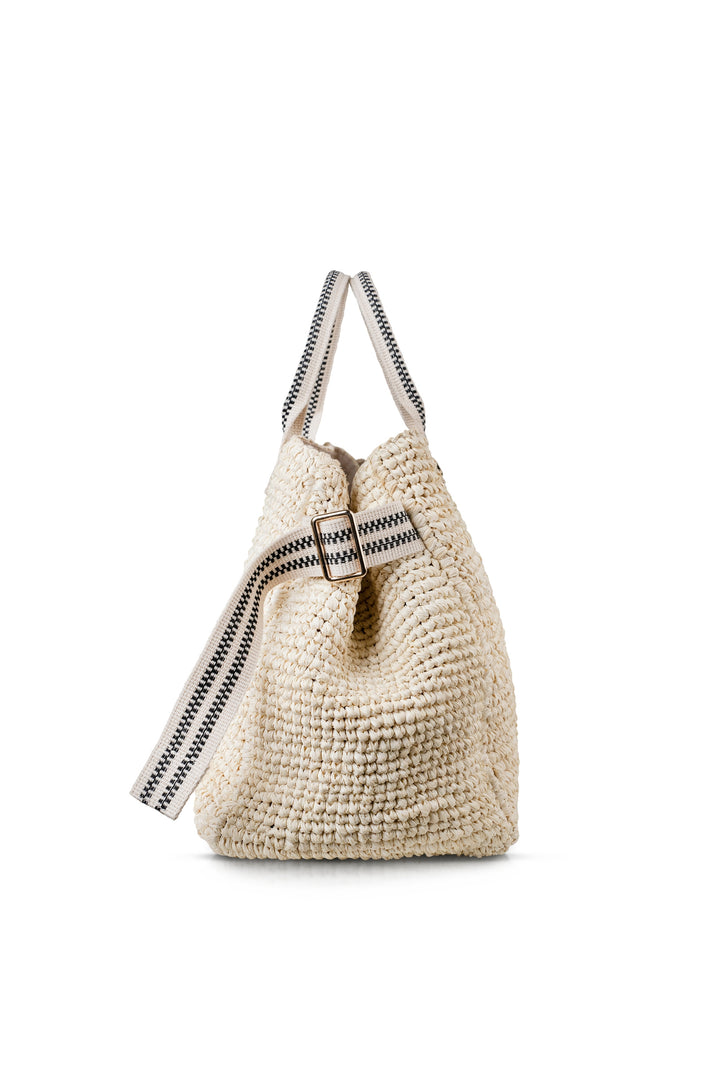 Kaba Raffia Tote Bag In Black And Cream