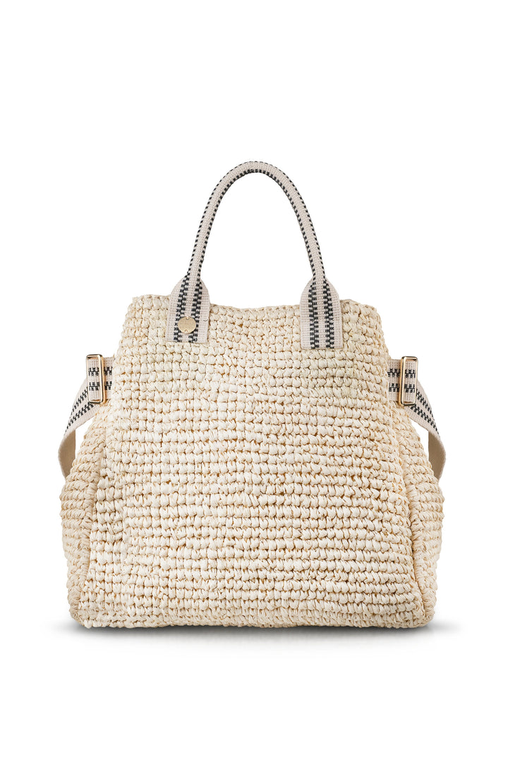 Kaba Raffia Tote Bag In Black And Cream