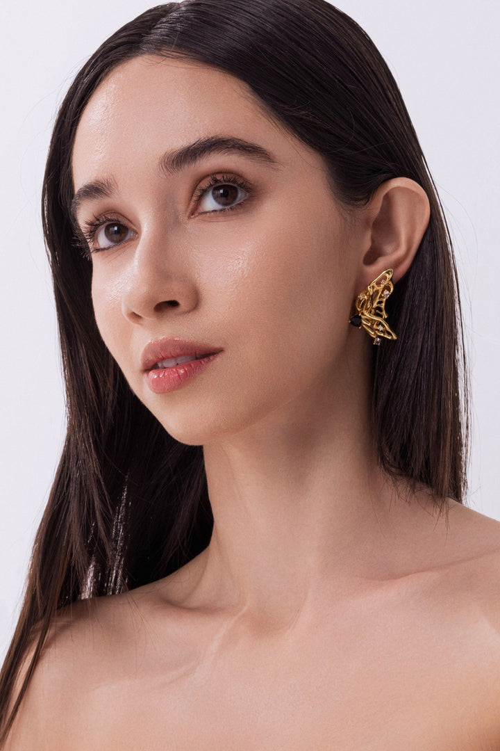 Madame Butterfly Earrings In Gold