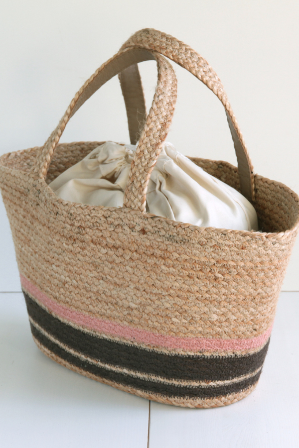 Beach Jute Basket Bag With Leather Handles