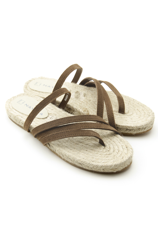 Tree Strappy Flat Sandals Espadrille In Brown