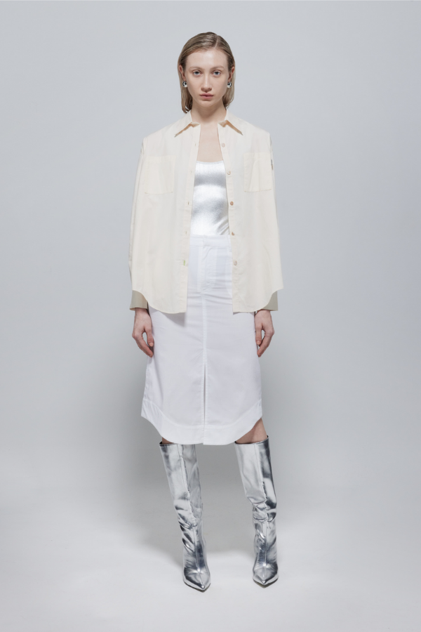 Sira Straight Midi Skirt In White