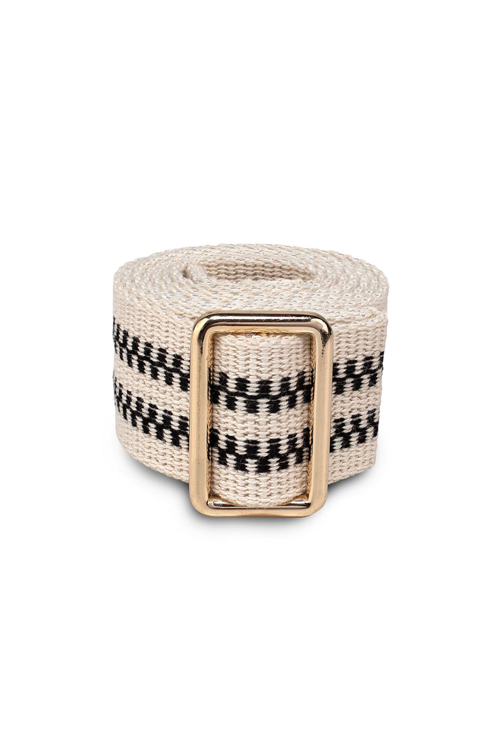 Sunda Jacquard Belt In Black & Cream