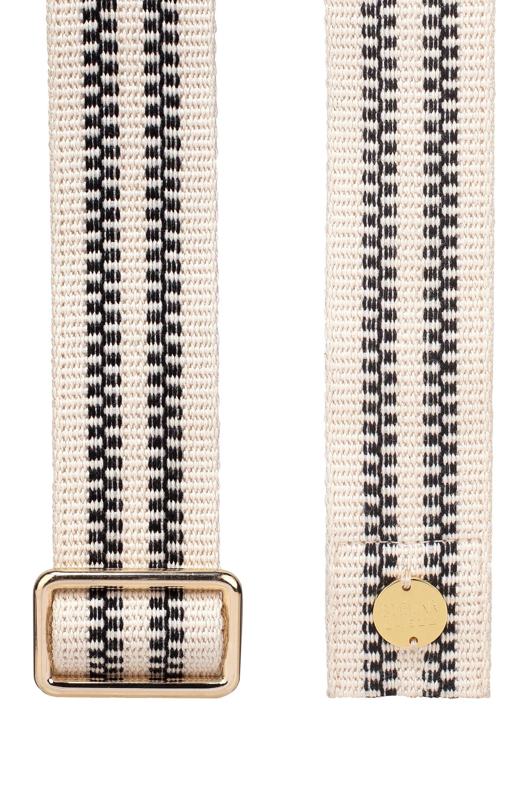Stelar Sunda Jacquard Belt In Black & Cream | ZERRIN