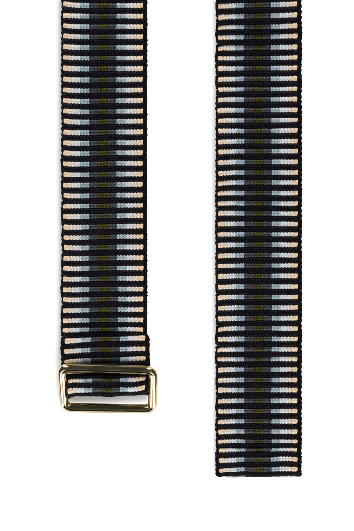 Sunda Jacquard Belt In Olive Stipes