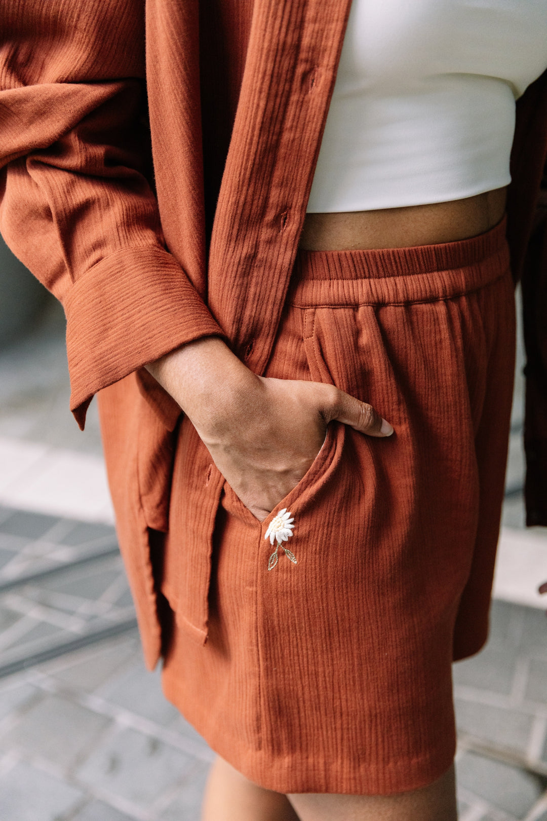 Summer Daisy Organic Cotton Terracotta Shirt