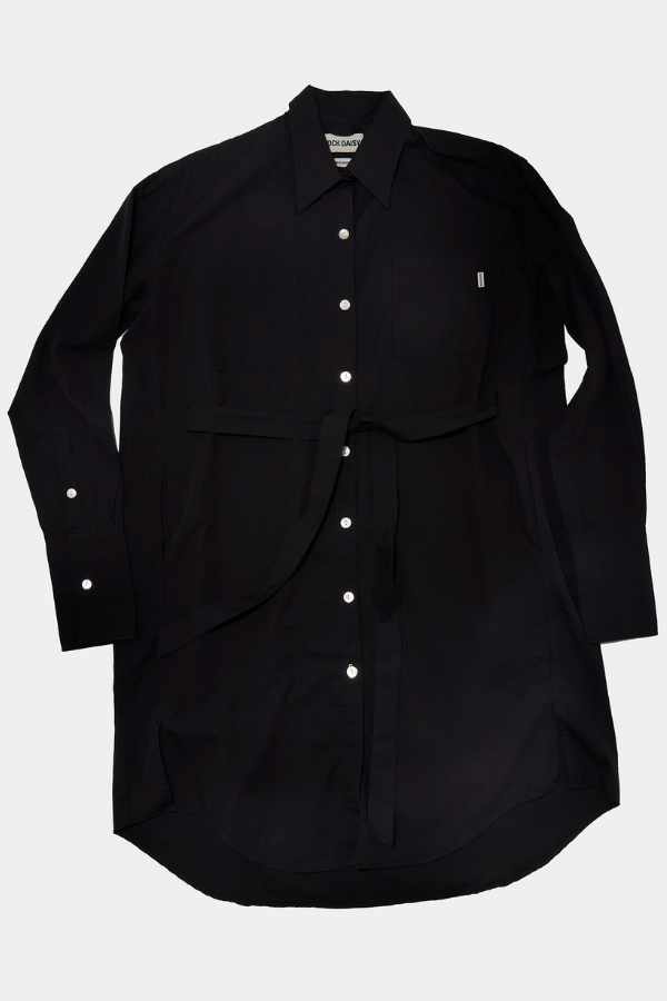 Tasha Oversized Belted Shirt Dress In Black