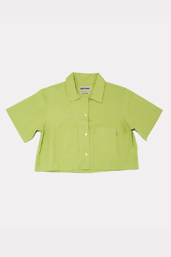 Alex Boxy Cropped Short-Sleeved Shirt In Green