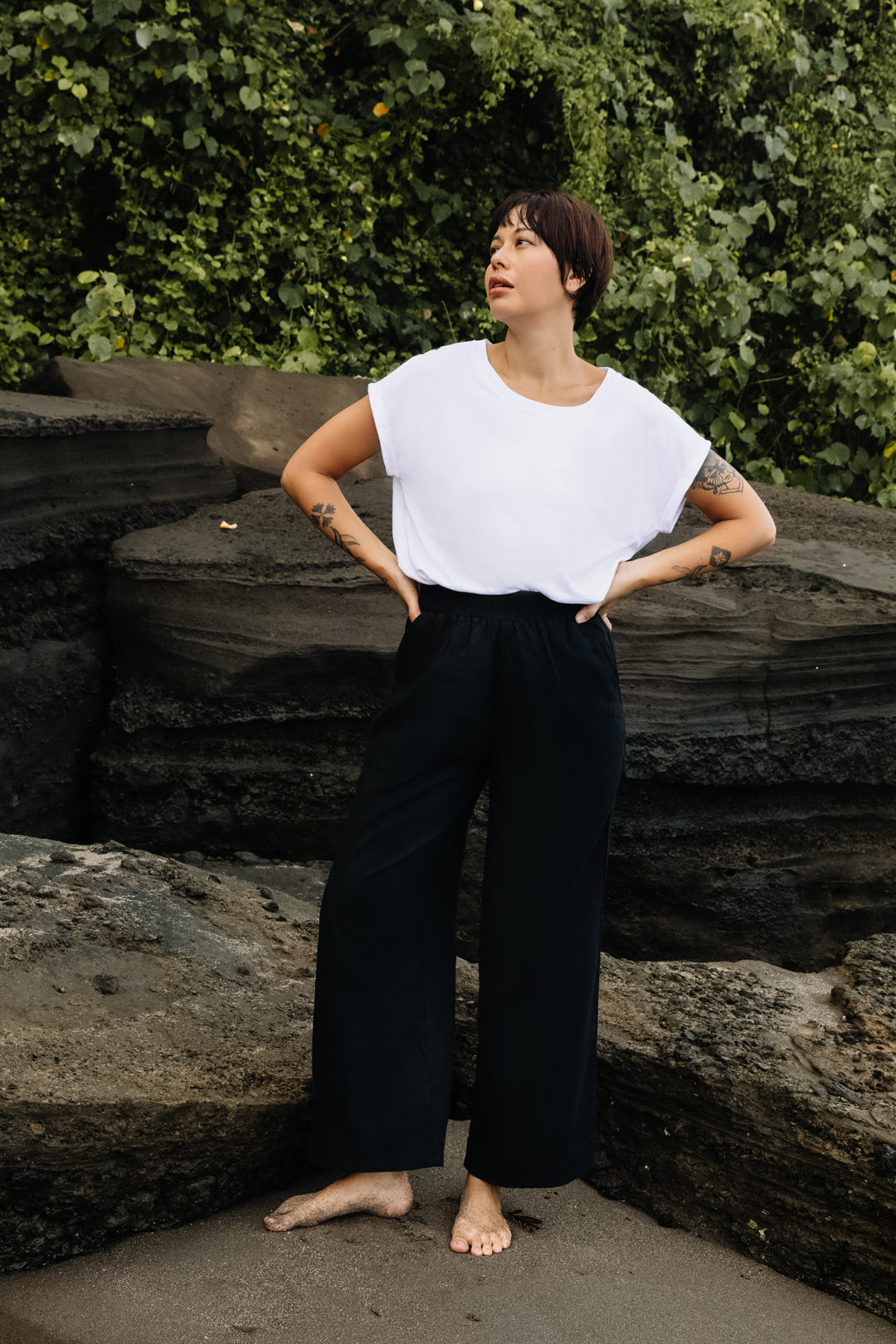 Rolled Sleeve Tee in White