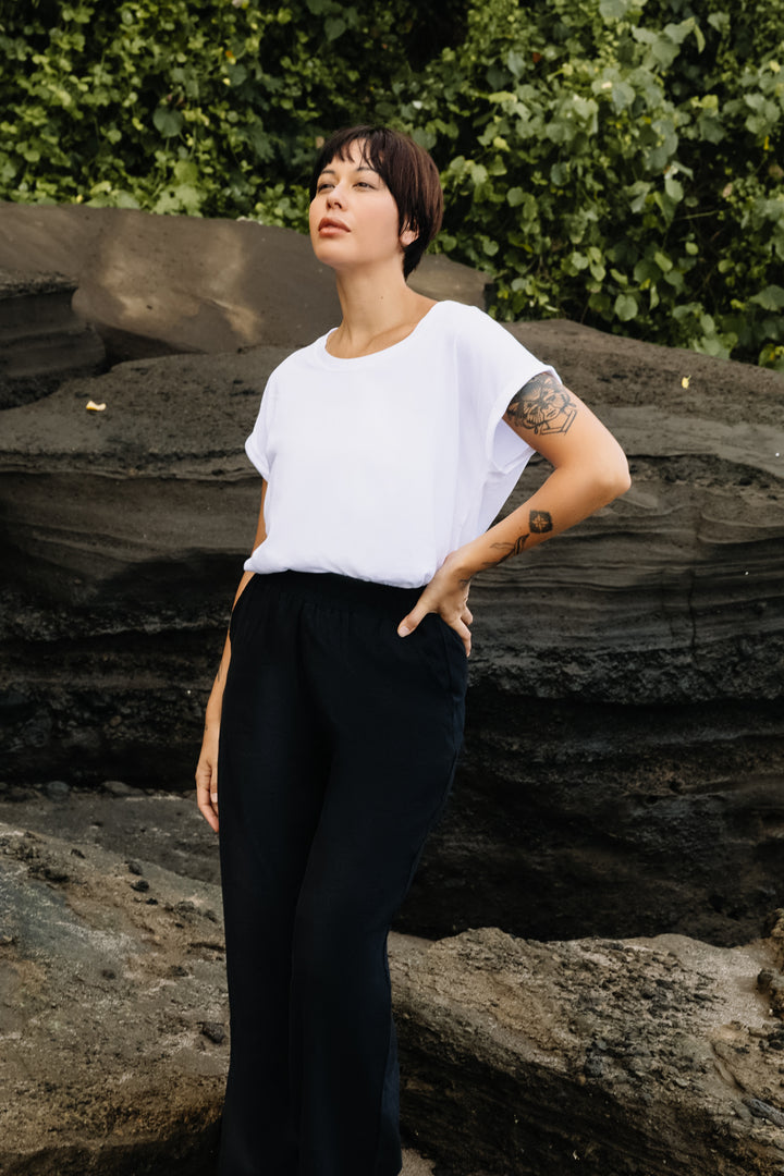 Rolled Sleeve T-Shirt in White