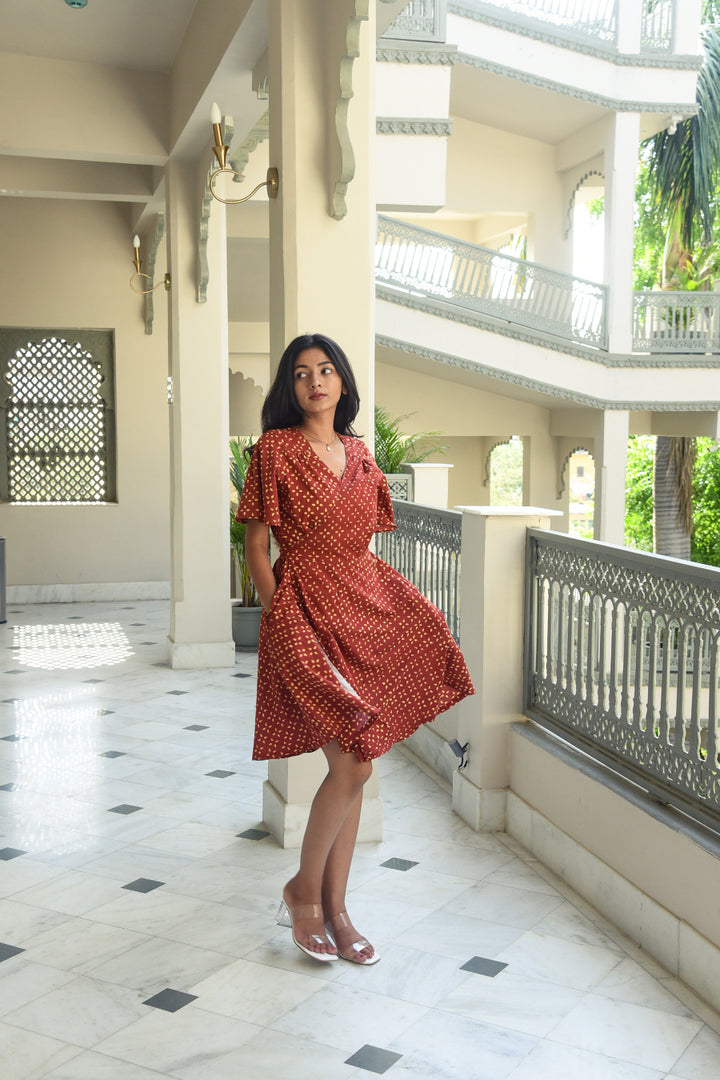 Gemma Wrap Dress In red