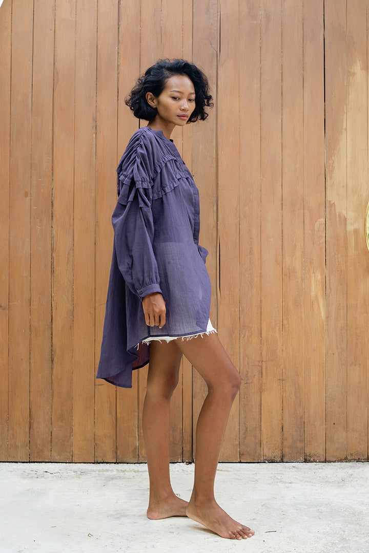 Lucia Oversized Ruffles Shirt In Parachute Purple