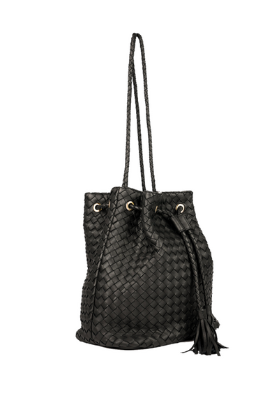 Kmana Maya Bucket Bag in Black. Available online at ZERRIN.