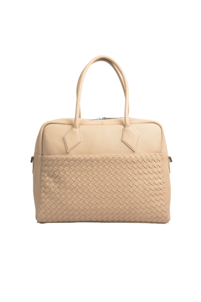 Kmana Ernest Handbag in Nude. Available online at ZERRIN.