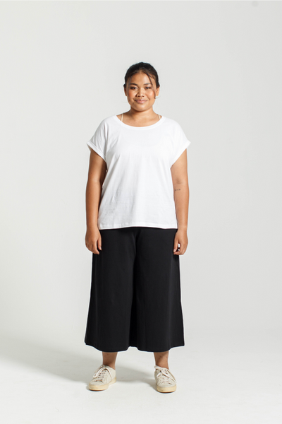 Dorsu Rolled Sleeve Crew T-Shirt in White