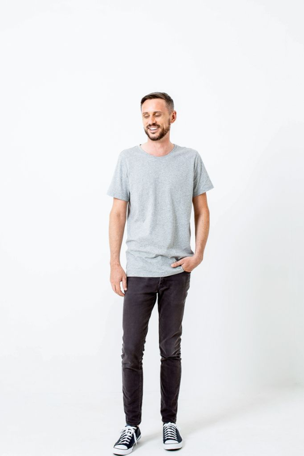 Cotton Crew T-shirt in Grey Marle