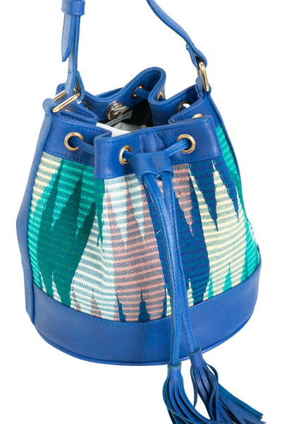 Frankitas Baby Gaya Bucket Bag in Bright Blue with Mixed Rangrang