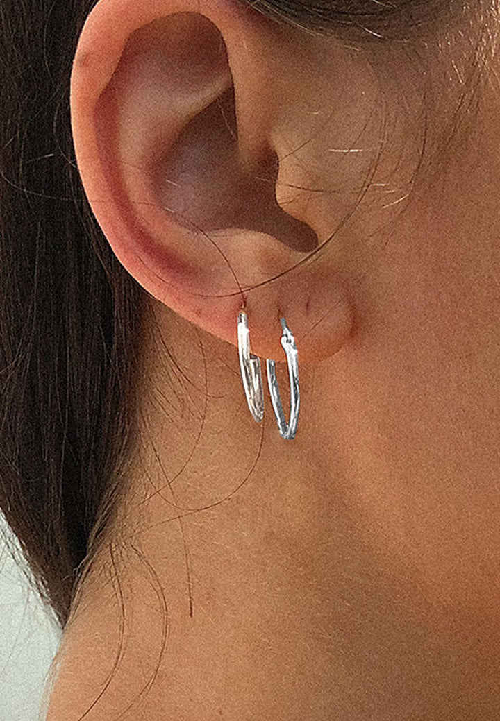 Mini Hinged Hoop Earrings in Silver