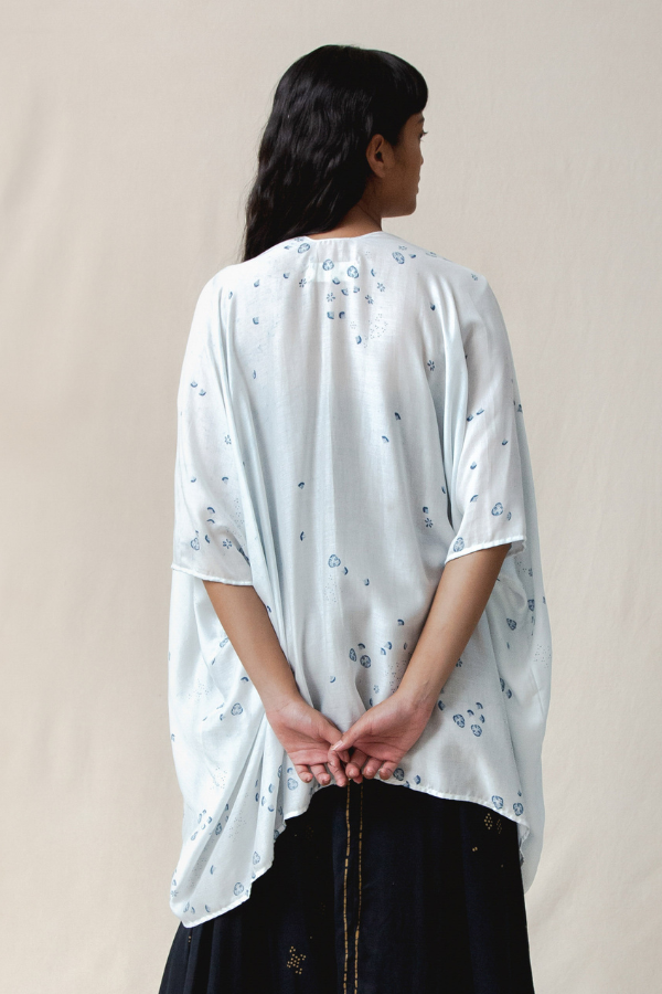 Seribu Bunga Ethereal Tencel Kimono in Porcelain