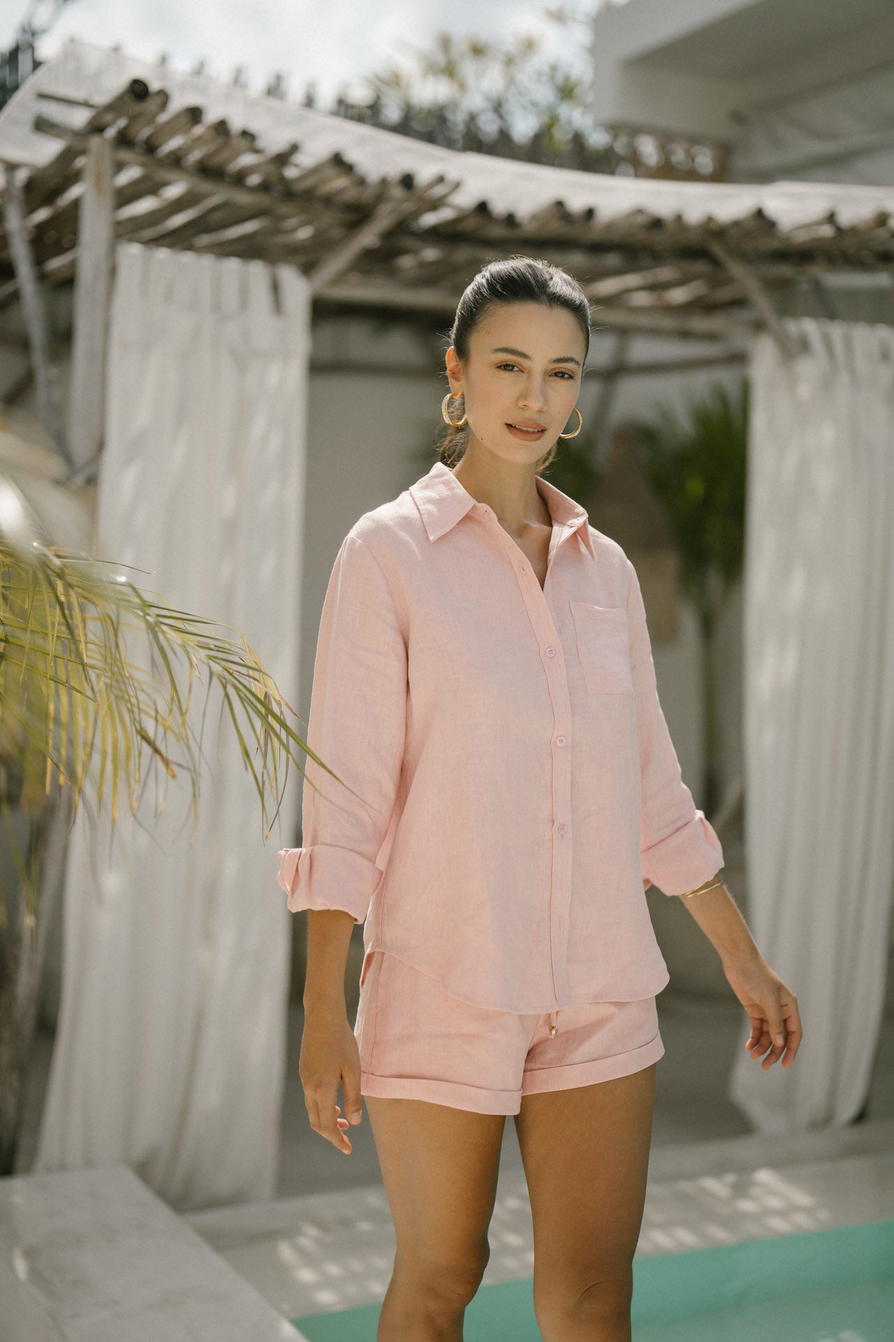 Summery The Label Classic Linen Shirt in Dusty Pink