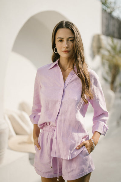 Summery The Label Classic Linen Shirt in Lilac