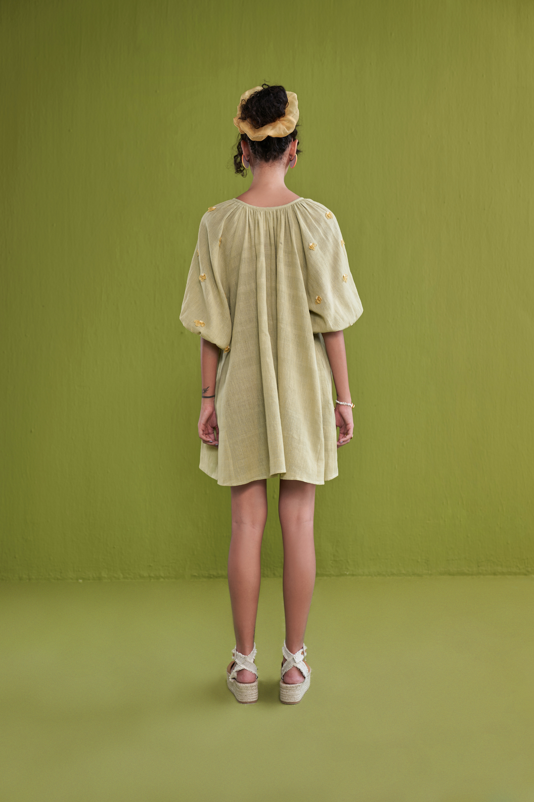 The Golden Green Handwoven Organic Cotton Dress