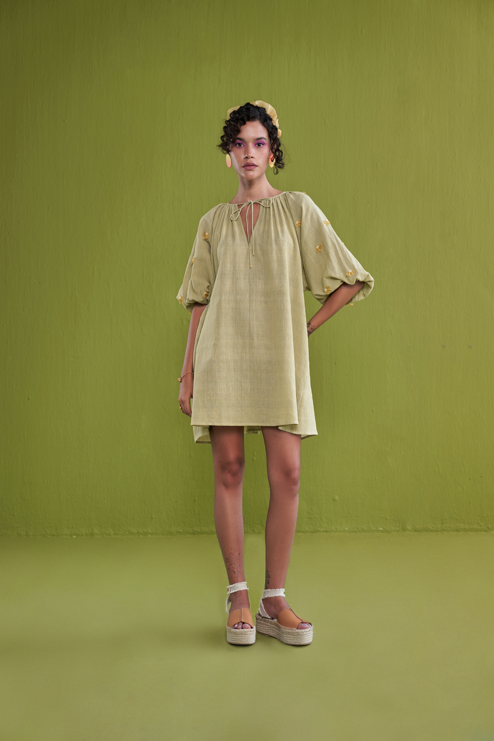 The Golden Green Handwoven Organic Cotton Dress