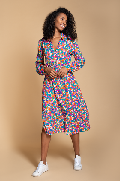 Hide the Label Acacia Shirt Dress in Graphic Pink Floral
