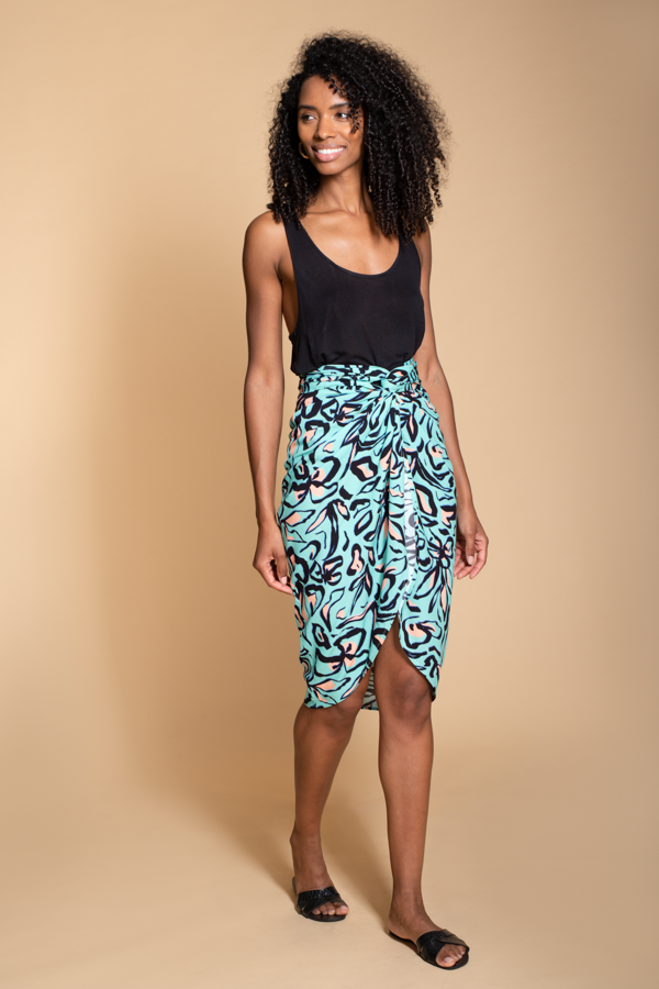 Hide the Label Aster Wrap Skirt in Mark Making Floral Print