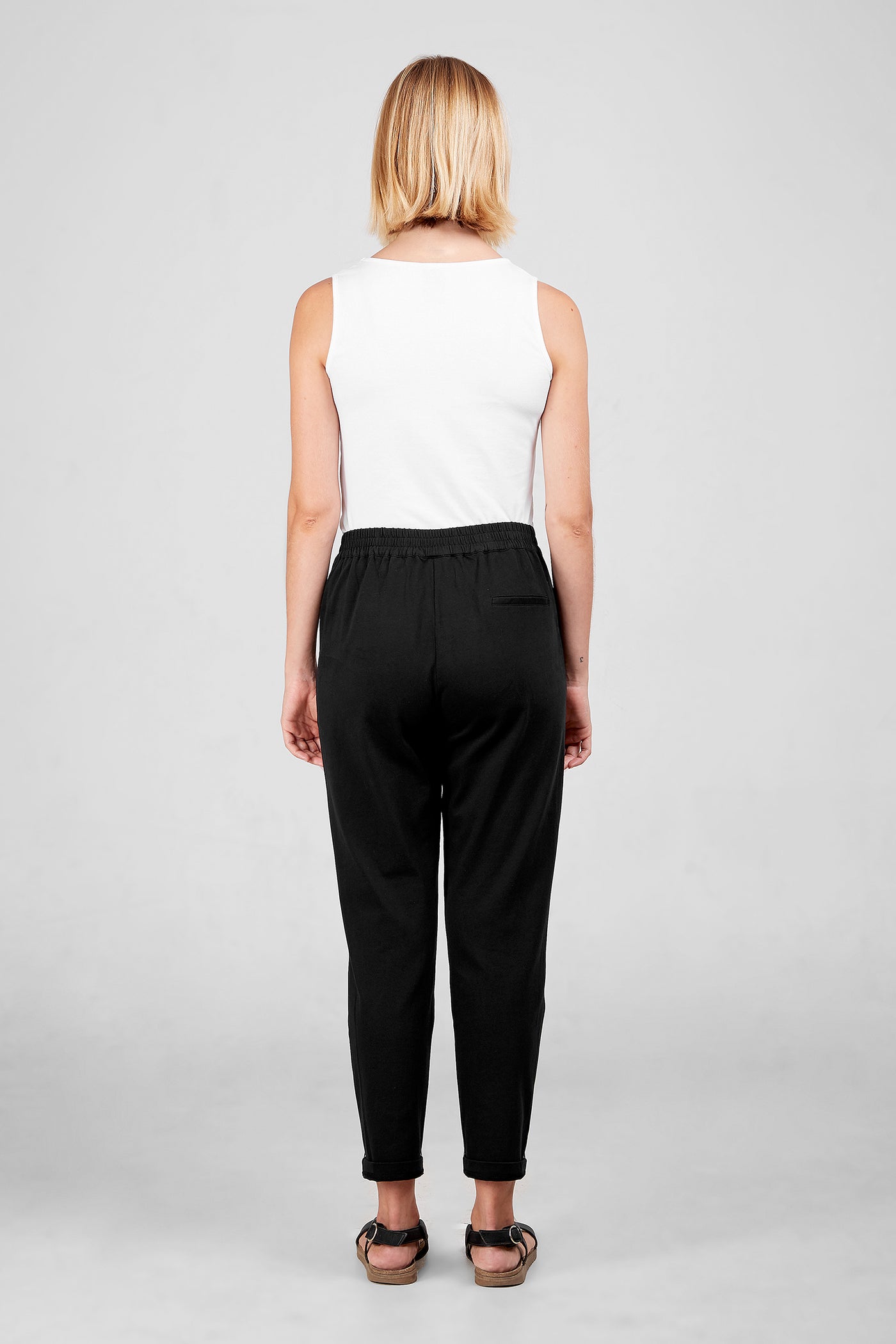 Back view of Dorsu Black Slouch Pant, available on ZERRIN