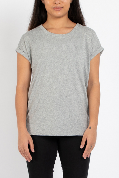 Dorsu Relaxed Crew Tee in Grey Marle, available on ZERRIN