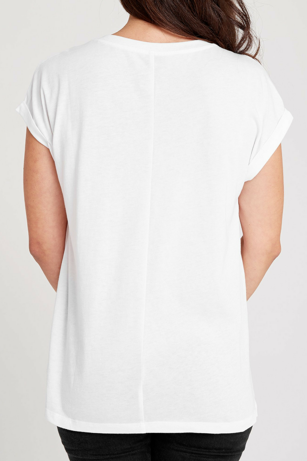 Dorsu Roll Sleeve Crew White T-Shirt, available on ZERRIN