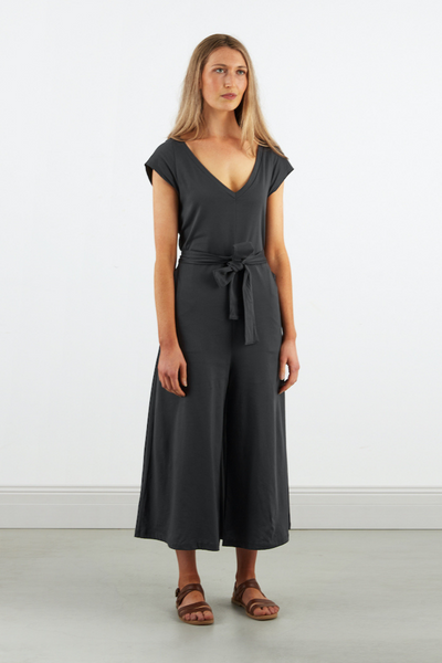 Dorsu Wide Leg Jumpsuit in Charcoal, available on ZERRIN with free Singapore shipping