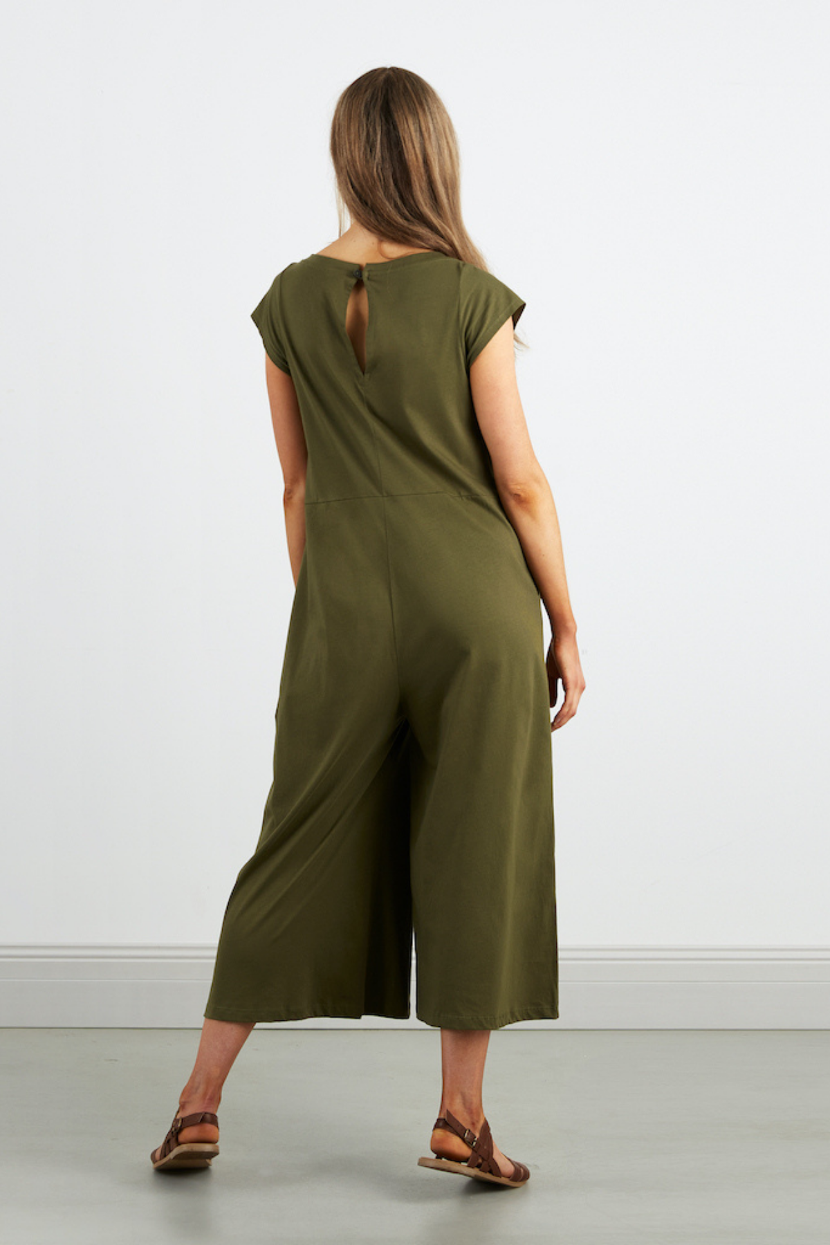 Dorsu Wide Leg Jumpsuit in Olive, available on ZERRIN with free Singapore shipping