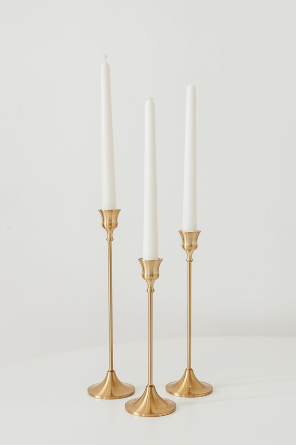 Gold Candle Stands (Set of 3)