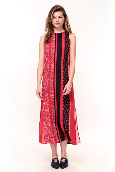 Hide the Label Thalia Midi Dress in Pink Stripe Print