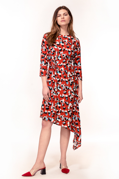 Hide the Label Azalea Dress in Red Animal Print, available on ZERRIN