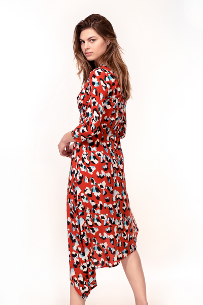 Hide the Label Azalea Dress in Red Animal Print, available on ZERRIN