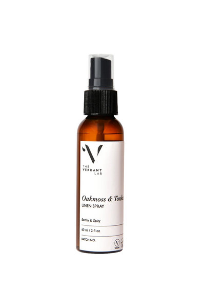 The Verdant Lab Linen Spray in Oakmoss & Tonka, available on ZERRIN with free Singapore shipping above $50