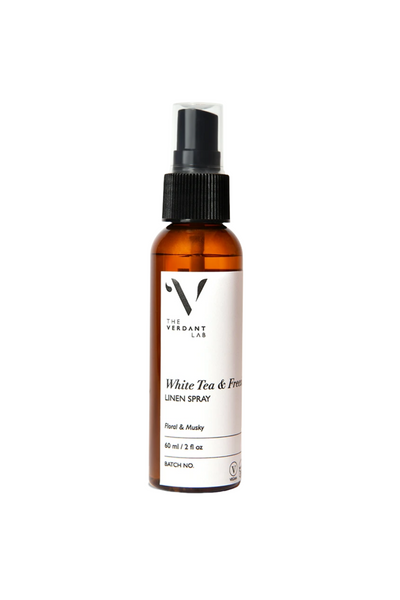 The Verdant Lab Linen Spray in White Tea & Freesia, available on ZERRIN with free Singapore shipping above $50