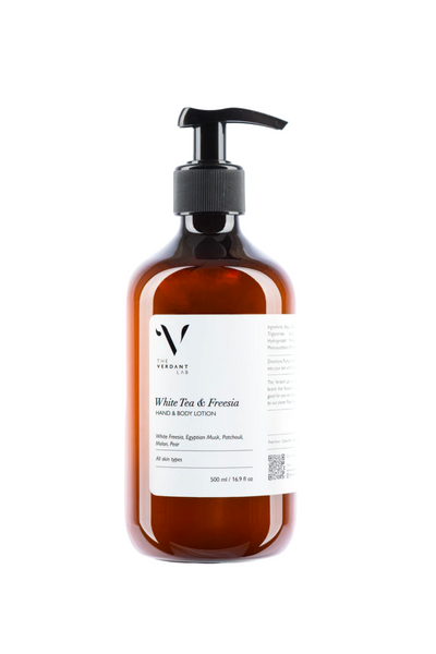 The Verdant Lab Hand and Body Lotion in White Tea & Freesia, available on ZERRIN with free Singapore shipping above $50