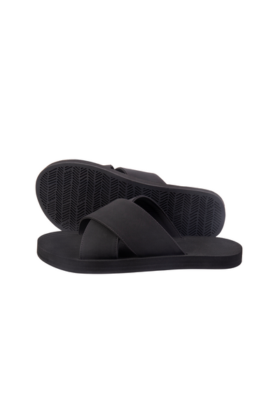Indosole Women’s ESSNTLS Cross Slides in Black, available on ZERRIN with free Singapore shipping