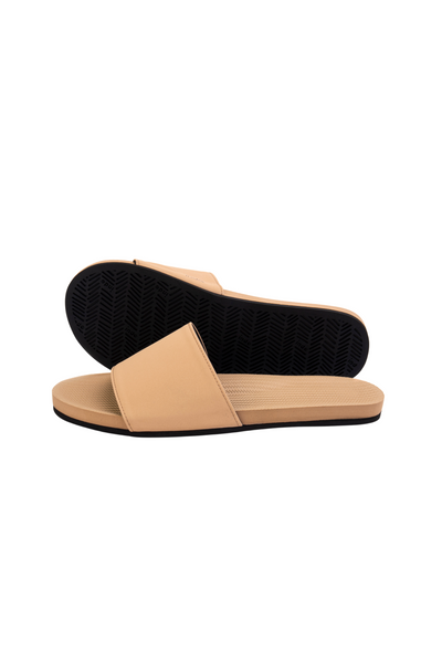 Indosole Women’s ESSNTLS Slides in Light Soil, available on ZERRIN with free Singapore shipping