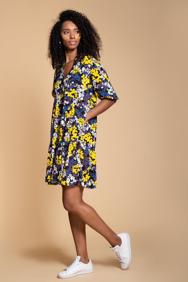 Hide the Label Lilium Short Tiered Dress in Ditsy Floral Print