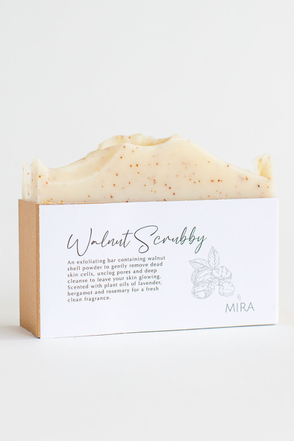 MIRA Walnut Scrubby Bar Soap, available in Singapore on ZERRIN