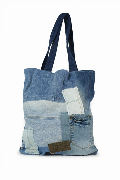 Re-store Denim Patchwork Tote Bag