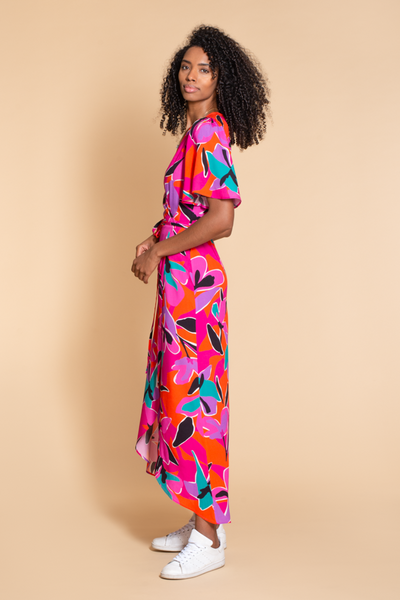 Hide the Label Rosa Maxi Dress in Pink Graphic Floral Print